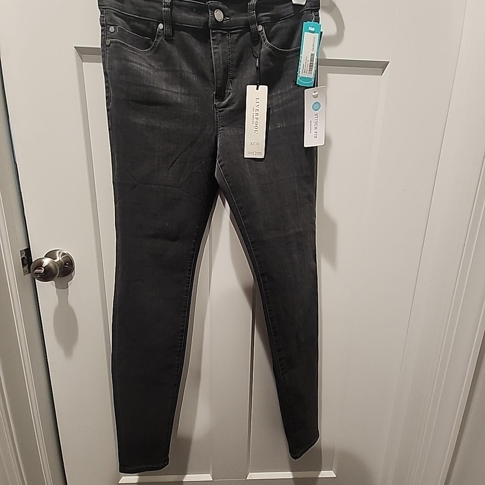 NWT Liverpool Abby Skinny Jeans Dark Grey Size 8